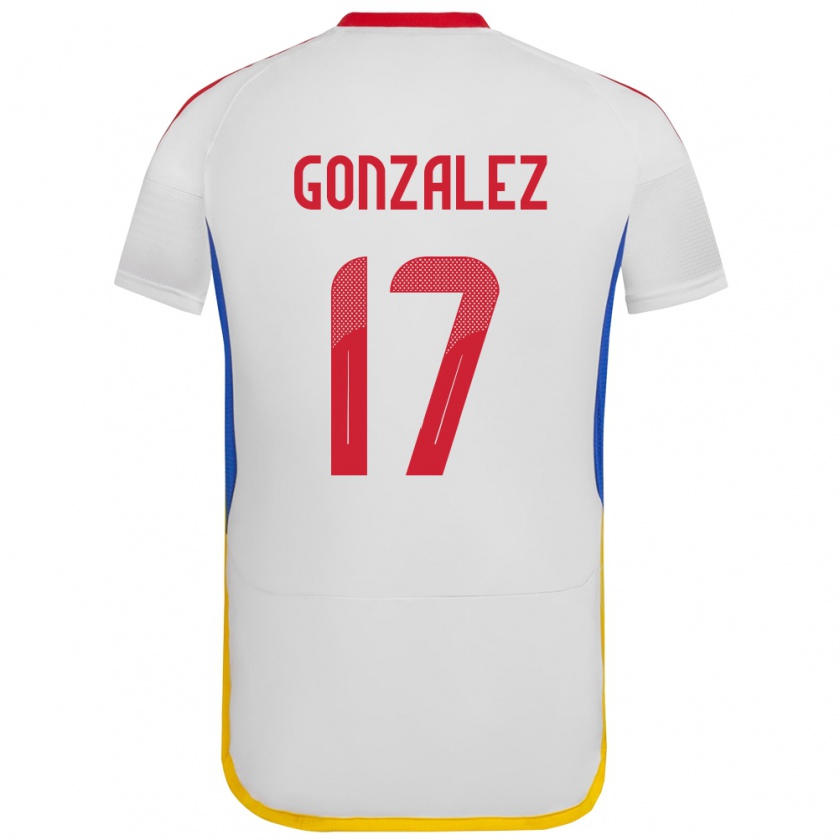 Kandiny Enfant Maillot Venezuela Mayken González #17 Blanc Tenues Extérieur 24-26 T-Shirt