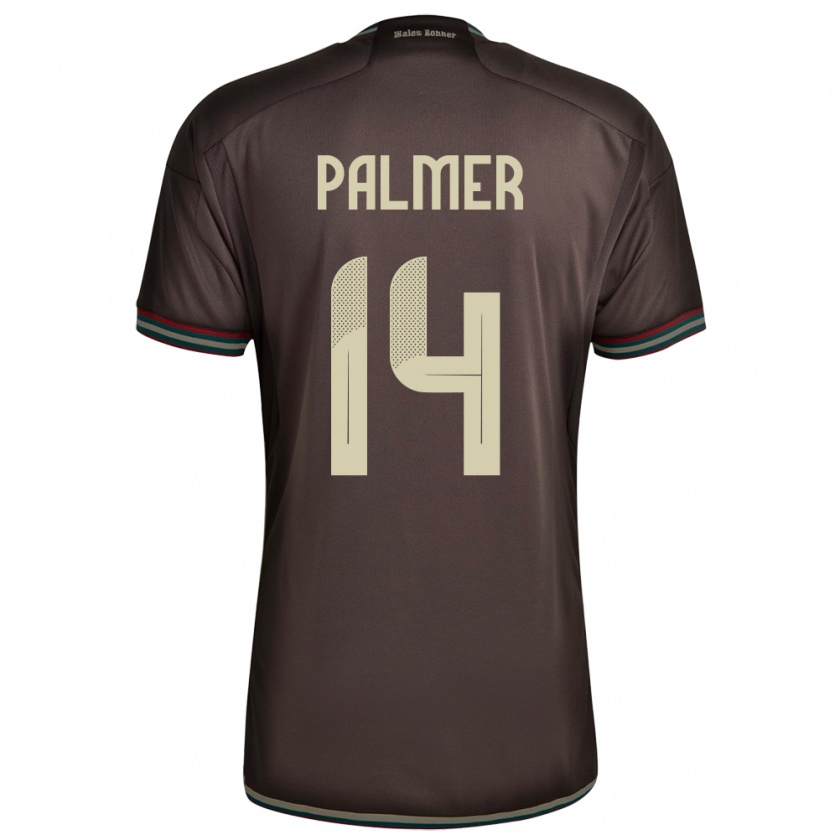 Kandiny Enfant Maillot Jamaïque Kasey Palmer #14 Brun Nuit Tenues Extérieur 24-26 T-Shirt