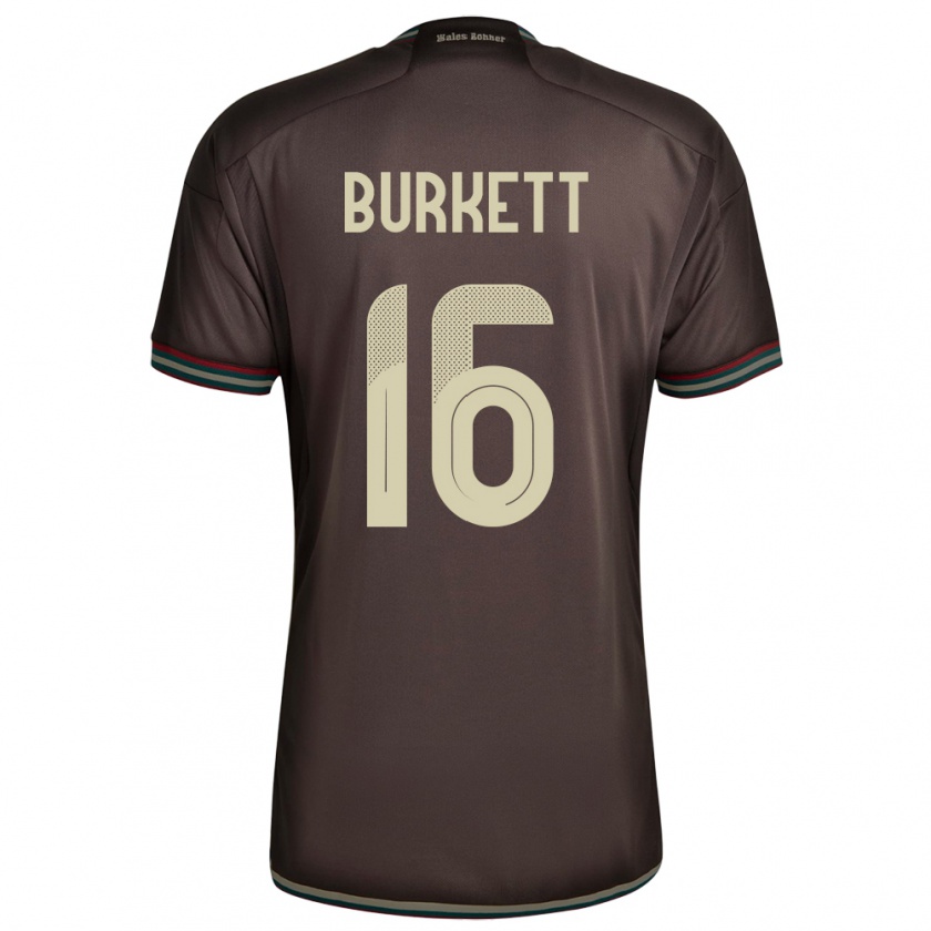 Kandiny Enfant Maillot Jamaïque Brian Burkett #16 Brun Nuit Tenues Extérieur 24-26 T-Shirt