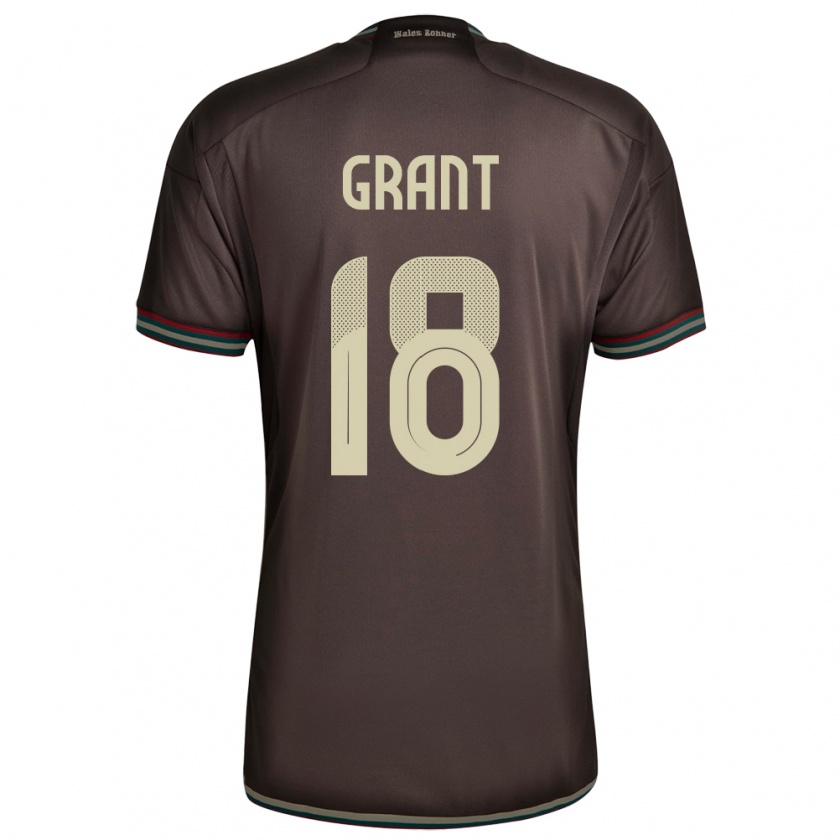 Kandiny Enfant Maillot Jamaïque George Grant #18 Brun Nuit Tenues Extérieur 24-26 T-Shirt