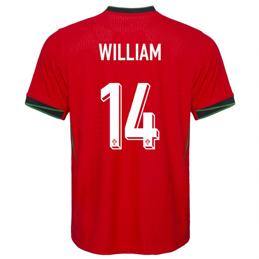 Kandiny Homme Maillot Portugal William Carvalho #14 Rouge Tenues Domicile 24-26 T-Shirt