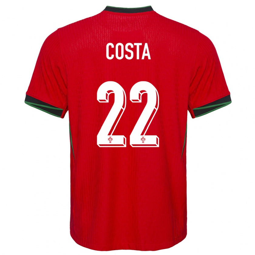 Kandiny Homme Maillot Portugal Diogo Costa #22 Rouge Tenues Domicile 24-26 T-Shirt