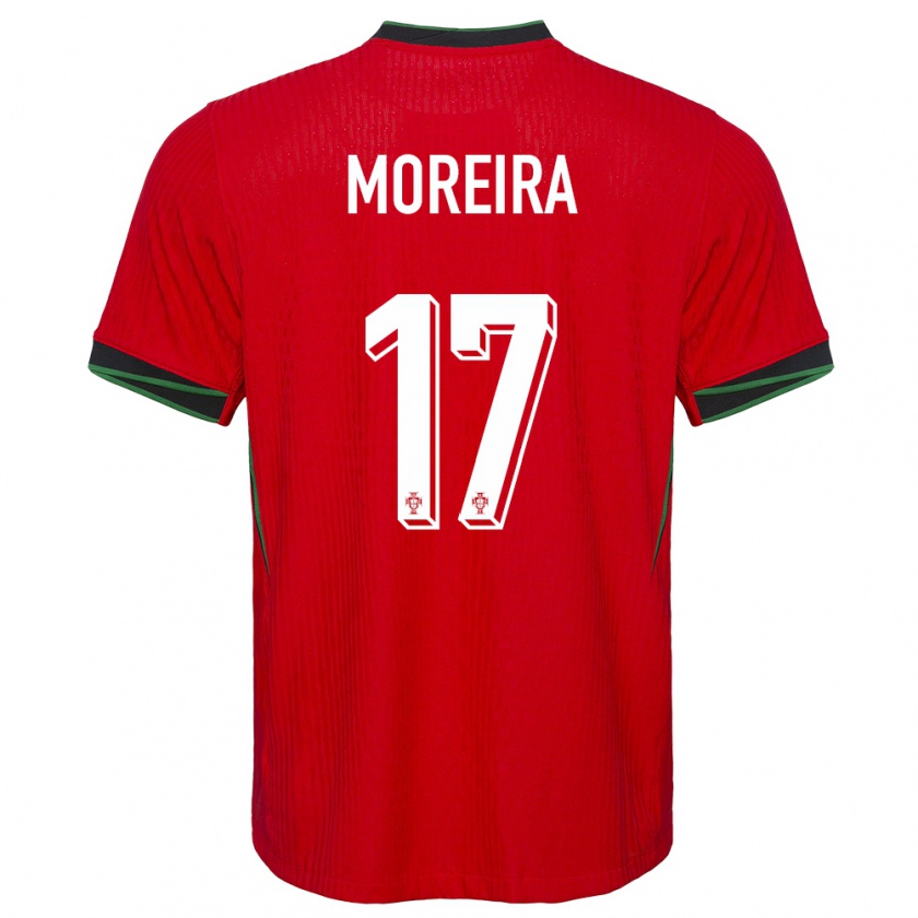 Kandiny Homme Maillot Portugal Afonso Moreira #17 Rouge Tenues Domicile 24-26 T-Shirt