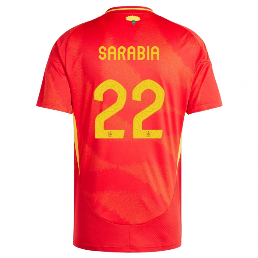 Kandiny Homme Maillot Espagne Pablo Sarabia #22 Rouge Tenues Domicile 24-26 T-Shirt