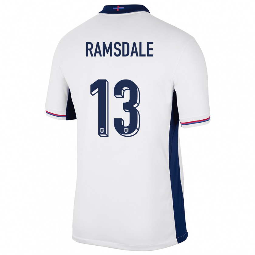 Kandiny Homme Maillot Angleterre Aaron Ramsdale #13 Blanc Tenues Domicile 24-26 T-Shirt