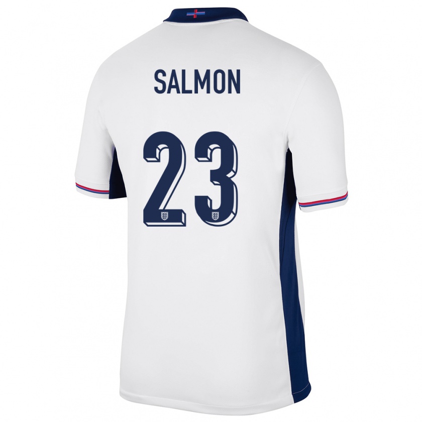 Kandiny Homme Maillot Angleterre Ebony Salmon #23 Blanc Tenues Domicile 24-26 T-Shirt