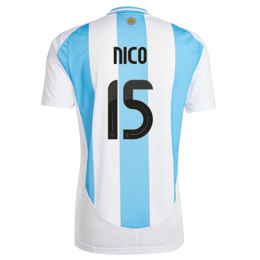 Kandiny Homme Maillot Argentine Nico #15 Blanc Bleu Tenues Domicile 24-26 T-Shirt