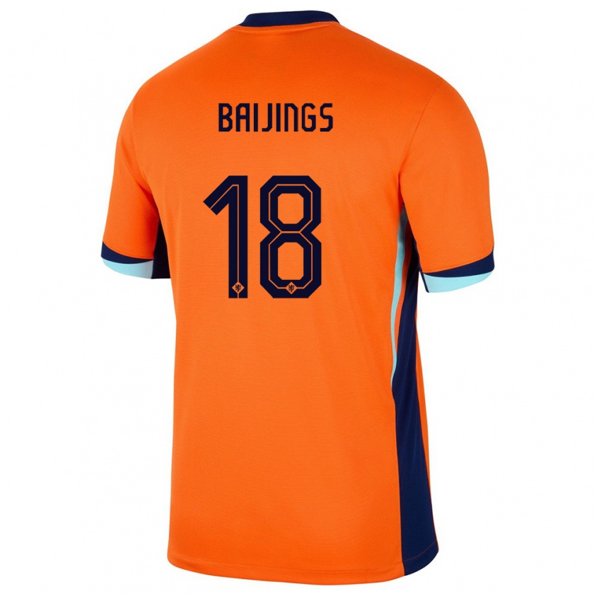 Kandiny Homme Maillot Pays-Bas Jill Baijings #18 Orange Tenues Domicile 24-26 T-Shirt