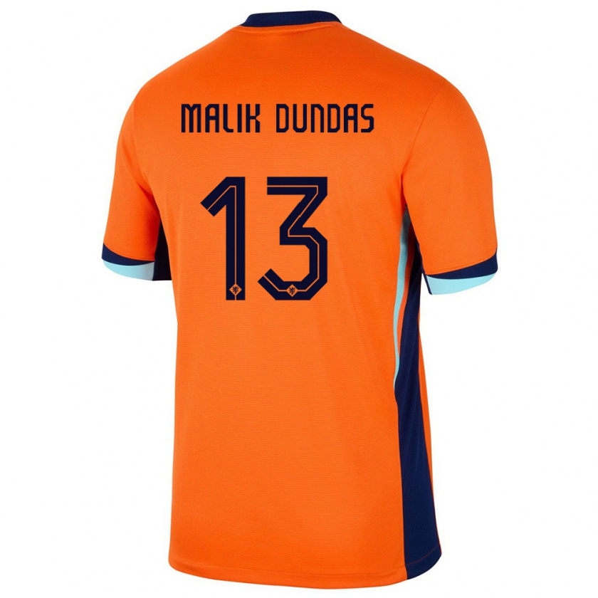 Kandiny Homme Maillot Pays-Bas Noa Malik Dundas #13 Orange Tenues Domicile 24-26 T-Shirt