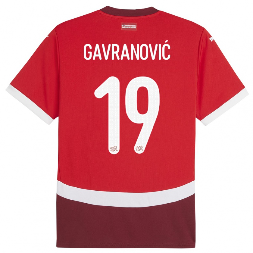 Kandiny Homme Maillot Suisse Mario Gavranovic #19 Rouge Tenues Domicile 24-26 T-Shirt