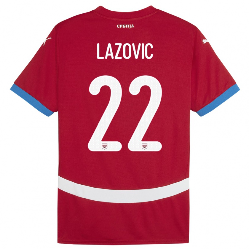 Kandiny Homme Maillot Serbie Darko Lazovic #22 Rouge Tenues Domicile 24-26 T-Shirt