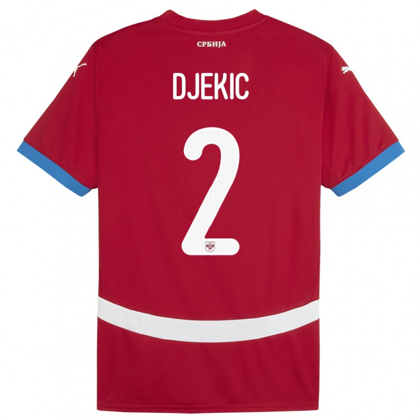 Kandiny Homme Maillot Serbie Djuro Giulio Djekic #2 Rouge Tenues Domicile 24-26 T-Shirt