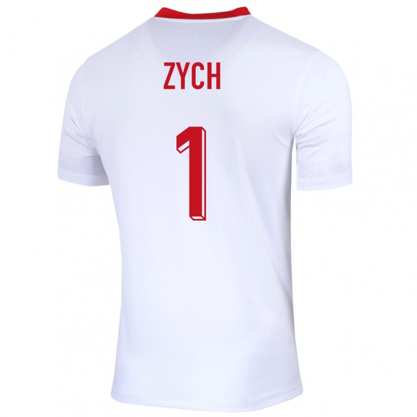 Kandiny Homme Maillot Pologne Oliwier Zych #1 Blanc Tenues Domicile 24-26 T-Shirt