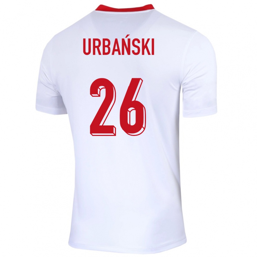 Kandiny Homme Maillot Pologne Kacper Urbanski #26 Blanc Tenues Domicile 24-26 T-Shirt