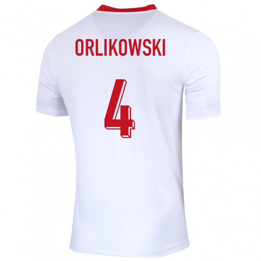 Kandiny Homme Maillot Pologne Igor Orlikowski #4 Blanc Tenues Domicile 24-26 T-Shirt