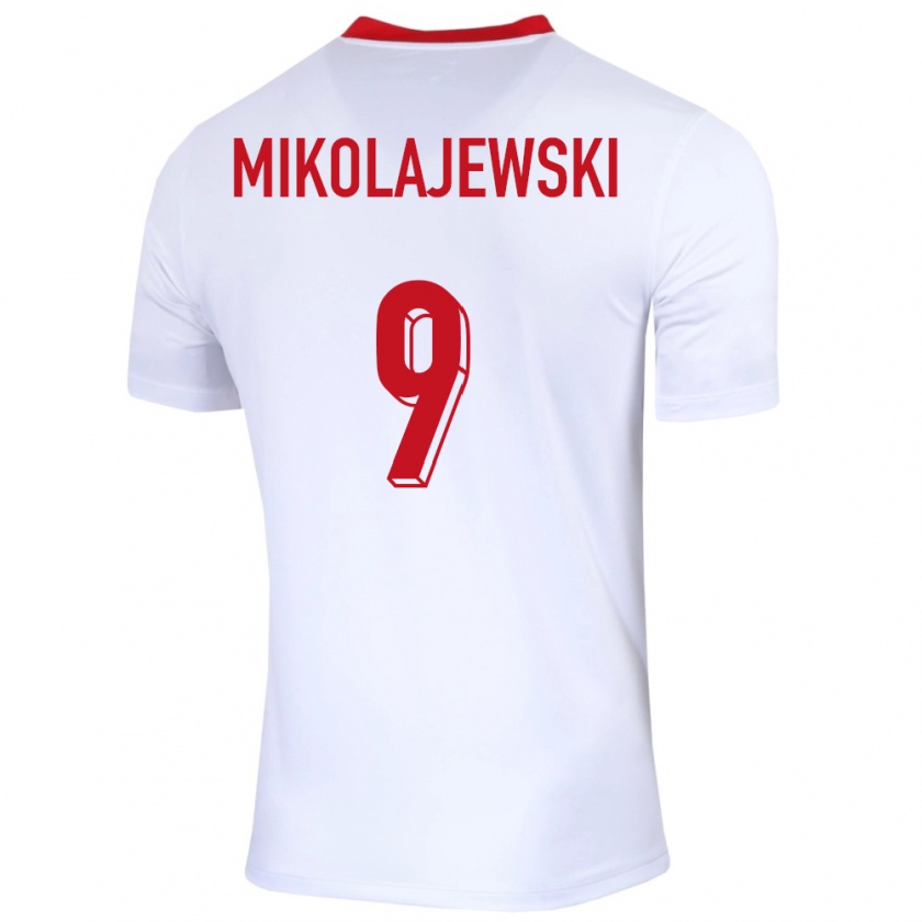 Kandiny Homme Maillot Pologne Daniel Mikolajewski #9 Blanc Tenues Domicile 24-26 T-Shirt