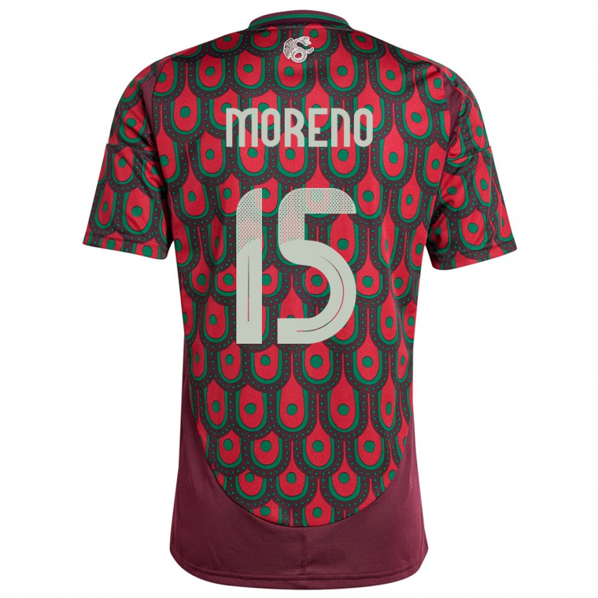 Kandiny Homme Maillot Mexique Hector Moreno #15 Bordeaux Tenues Domicile 24-26 T-Shirt