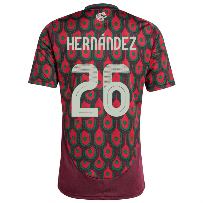 Kandiny Homme Maillot Mexique Nicolette Hernandez #26 Bordeaux Tenues Domicile 24-26 T-Shirt