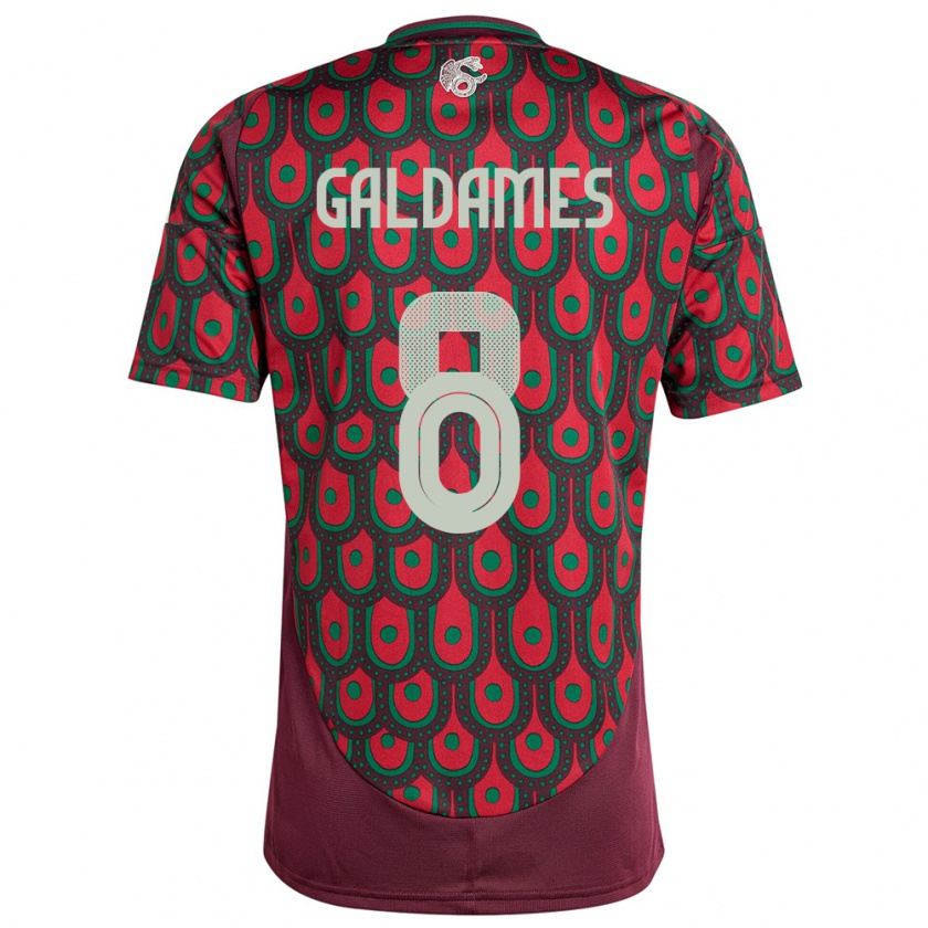 Kandiny Homme Maillot Mexique Benjamin Galdames #8 Bordeaux Tenues Domicile 24-26 T-Shirt