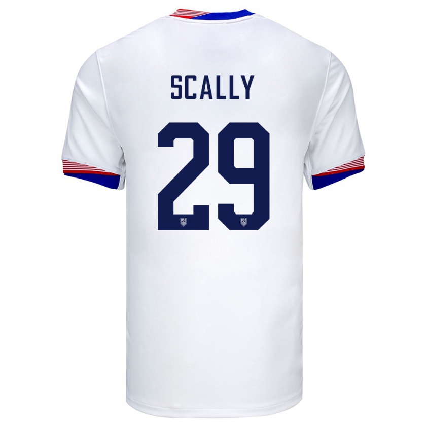 Kandiny Homme Maillot États-Unis Joseph Scally #29 Blanc Tenues Domicile 24-26 T-Shirt