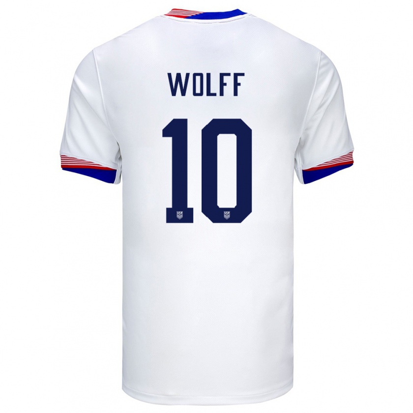 Kandiny Homme Maillot États-Unis Owen Wolff #10 Blanc Tenues Domicile 24-26 T-Shirt