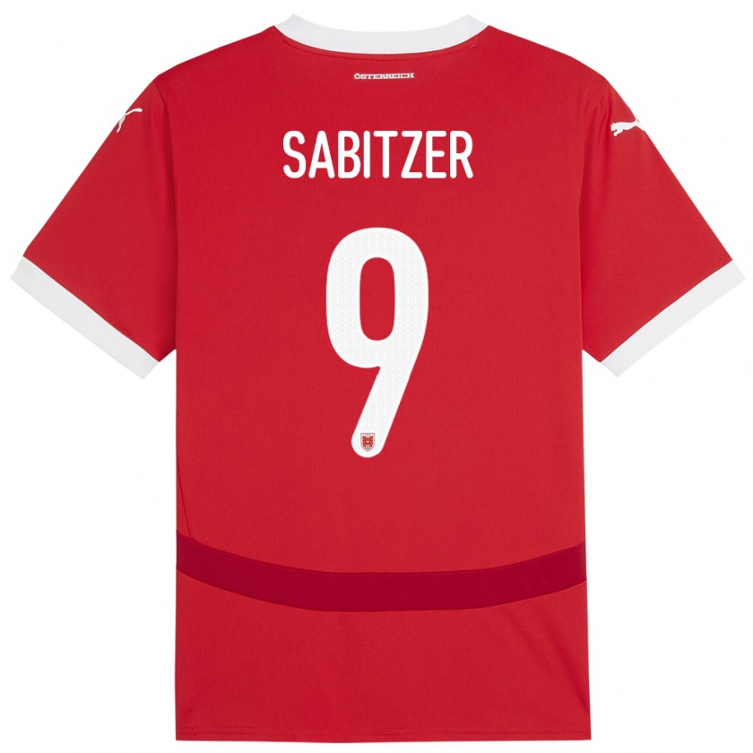 Kandiny Homme Maillot Autriche Marcel Sabitzer #9 Rouge Tenues Domicile 24-26 T-Shirt