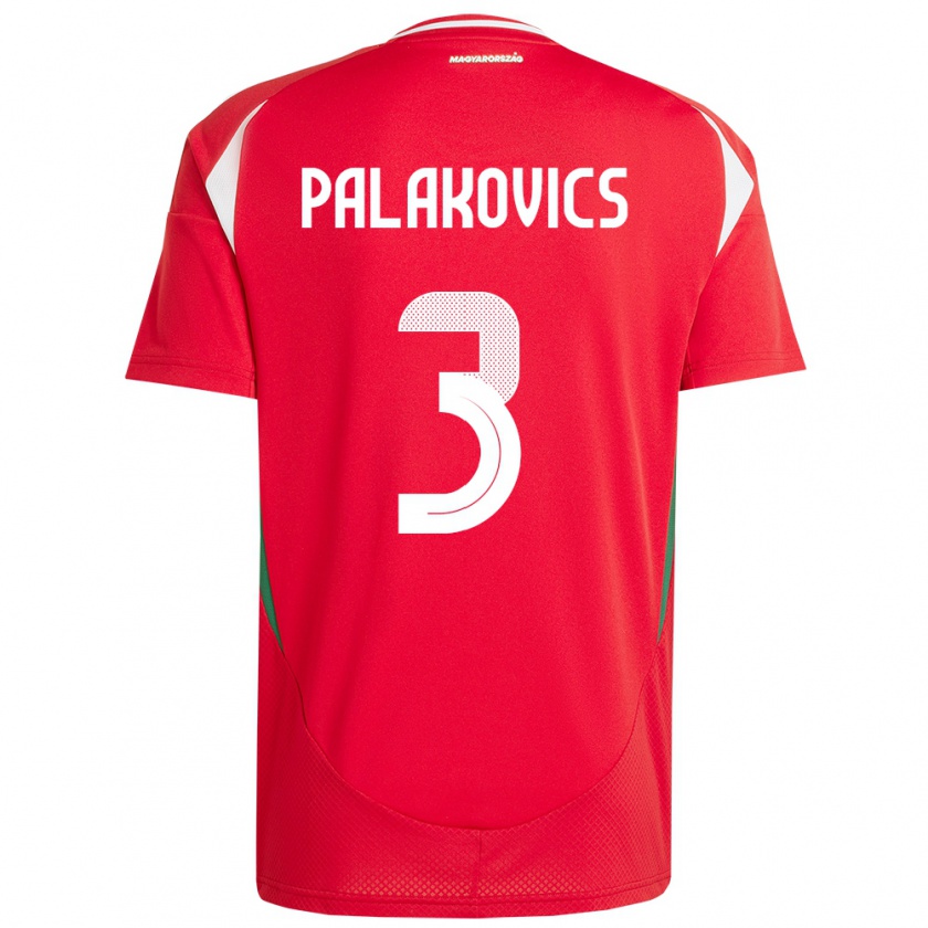 Kandiny Homme Maillot Hongrie Laura Palakovics #3 Rouge Tenues Domicile 24-26 T-Shirt