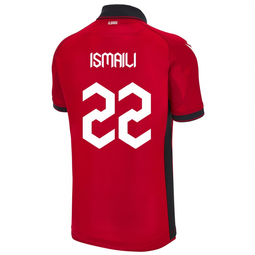 Kandiny Homme Maillot Albanie Ysni Ismaili #22 Rouge Tenues Domicile 24-26 T-Shirt