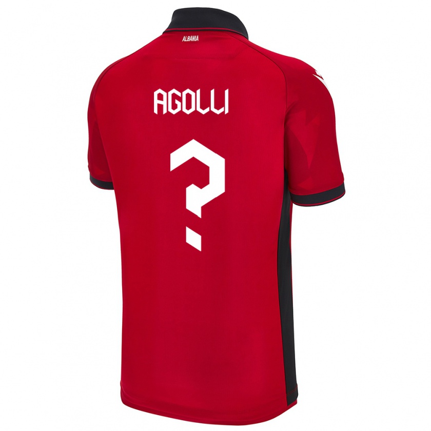 Kandiny Homme Maillot Albanie Endri Agolli #0 Rouge Tenues Domicile 24-26 T-Shirt