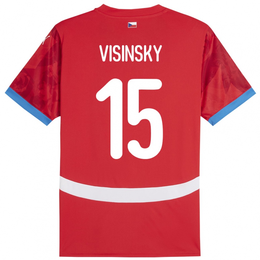 Kandiny Homme Maillot Tchéquie Denis Visinsky #15 Rouge Tenues Domicile 24-26 T-Shirt