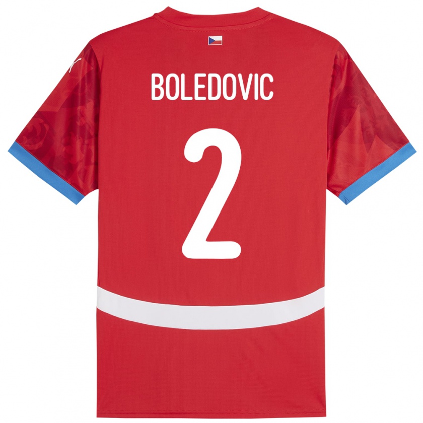 Kandiny Homme Maillot Tchéquie Tobias Boledovic #2 Rouge Tenues Domicile 24-26 T-Shirt