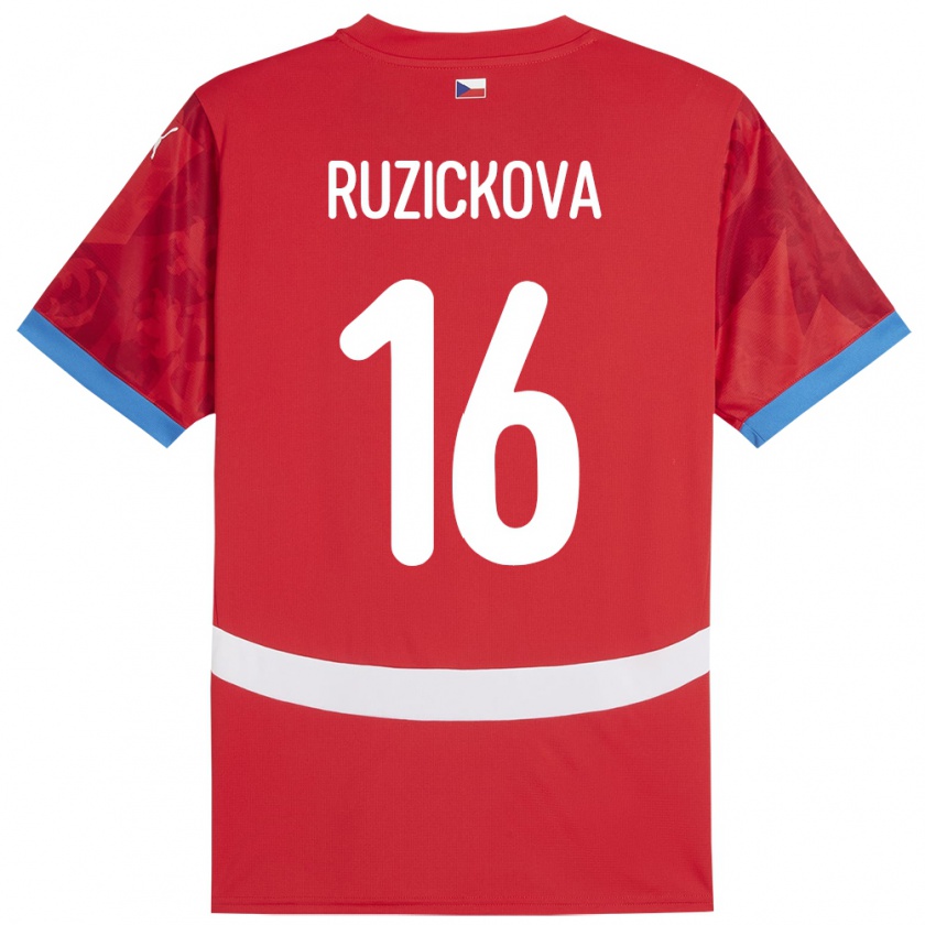 Kandiny Homme Maillot Tchéquie Barbora Růžičková #16 Rouge Tenues Domicile 24-26 T-Shirt