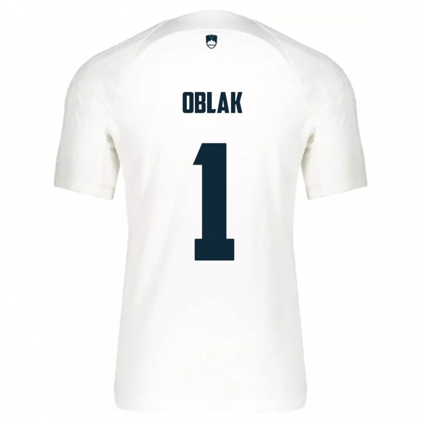 Kandiny Homme Maillot Slovénie Jan Oblak #1 Blanc Tenues Domicile 24-26 T-Shirt