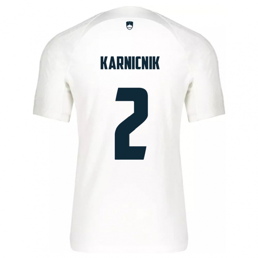 Kandiny Homme Maillot Slovénie Zan Karnicnik #2 Blanc Tenues Domicile 24-26 T-Shirt