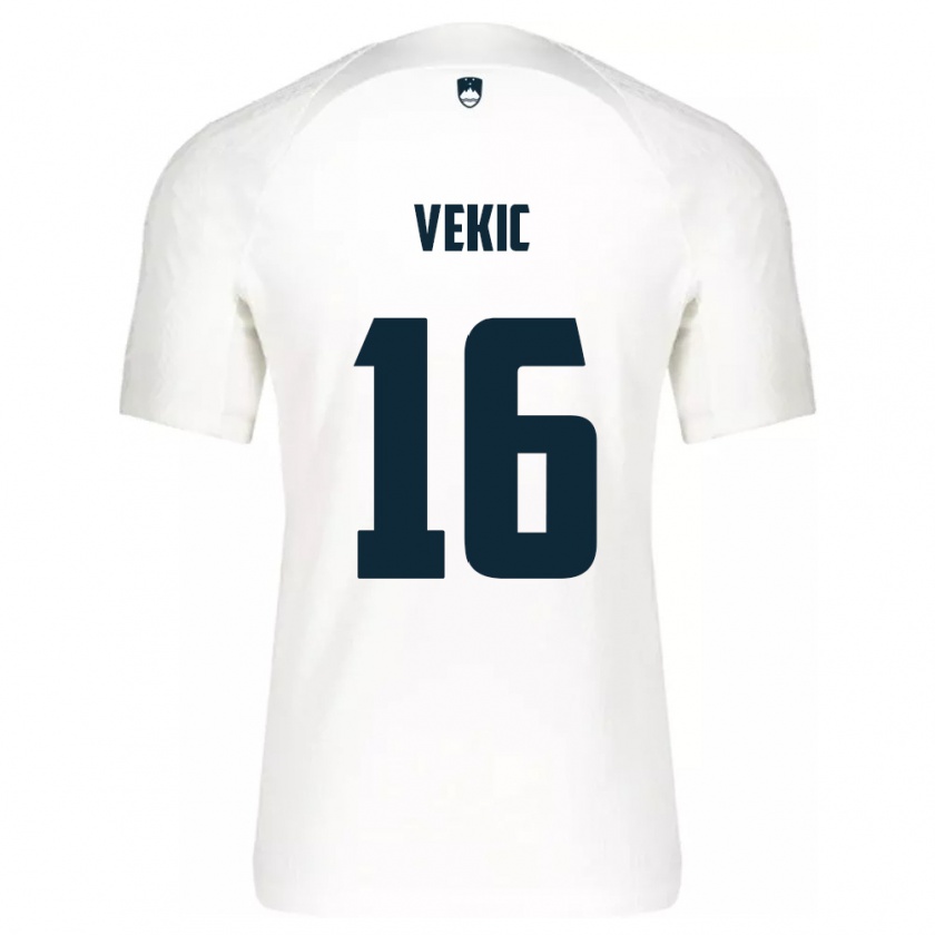 Kandiny Homme Maillot Slovénie Igor Vekic #16 Blanc Tenues Domicile 24-26 T-Shirt