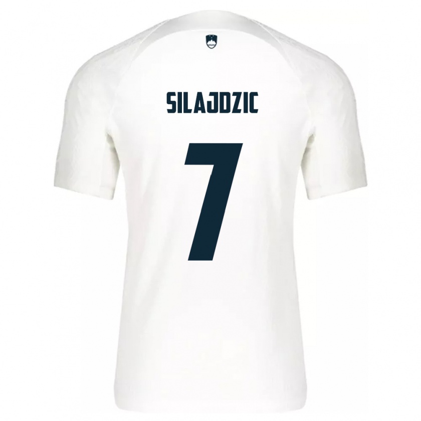 Kandiny Homme Maillot Slovénie Riad Silajdzic #7 Blanc Tenues Domicile 24-26 T-Shirt