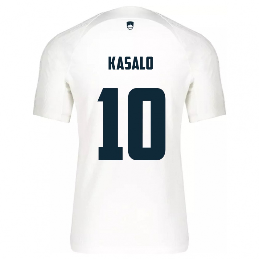 Kandiny Homme Maillot Slovénie Niko Kasalo #10 Blanc Tenues Domicile 24-26 T-Shirt