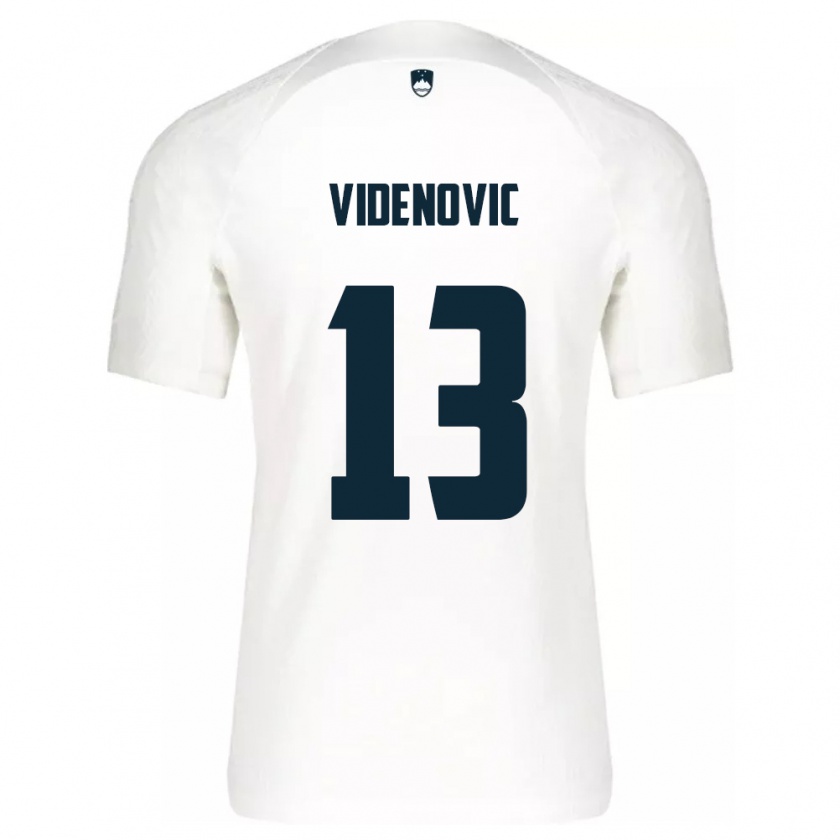 Kandiny Homme Maillot Slovénie Denis Videnovic #13 Blanc Tenues Domicile 24-26 T-Shirt