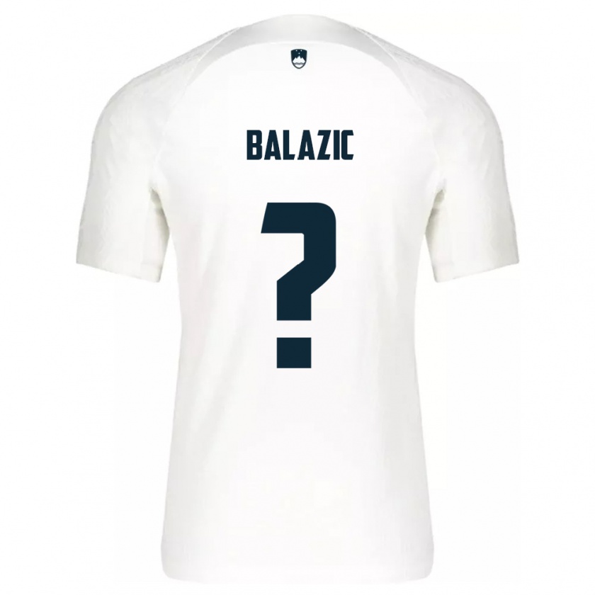 Kandiny Homme Maillot Slovénie Jan Balazic #0 Blanc Tenues Domicile 24-26 T-Shirt