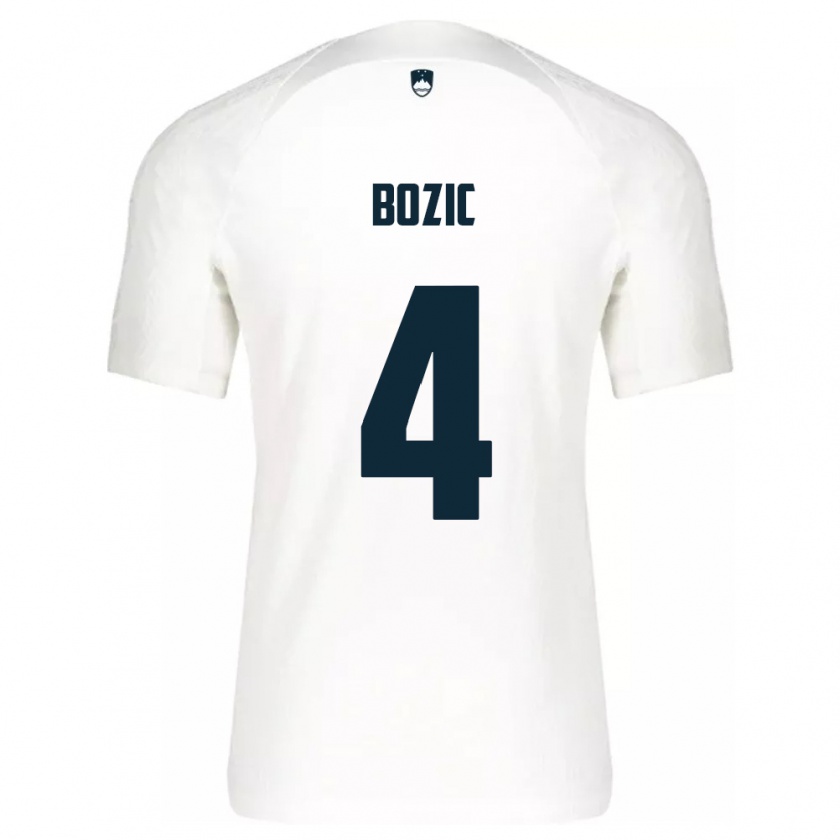 Kandiny Homme Maillot Slovénie Viktor Bozic #4 Blanc Tenues Domicile 24-26 T-Shirt