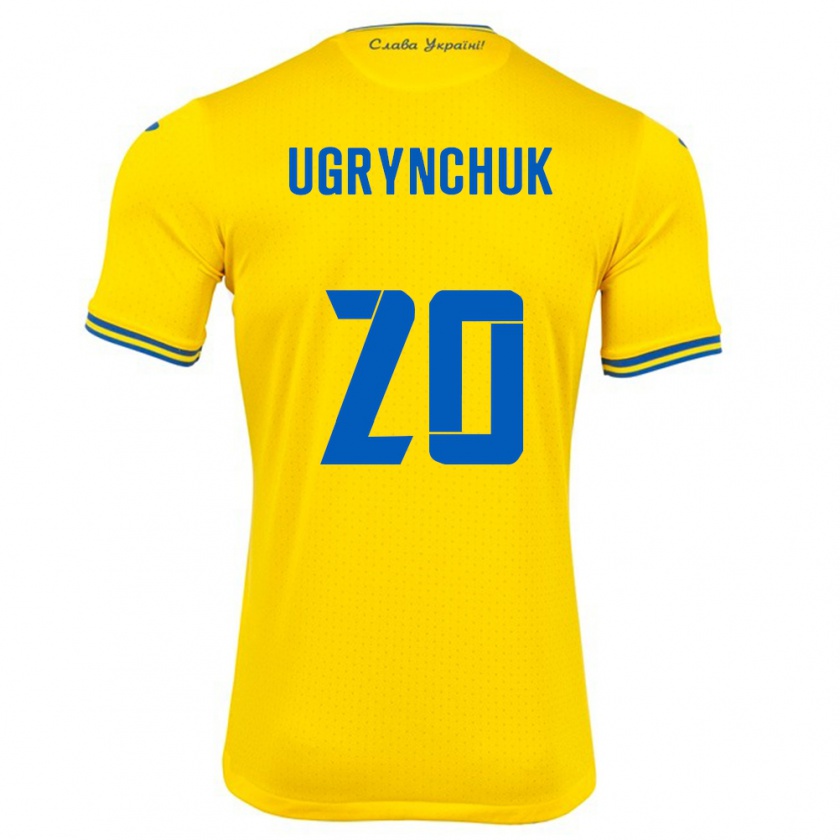 Kandiny Homme Maillot Ukraine Artem Ugrynchuk #20 Jaune Tenues Domicile 24-26 T-Shirt