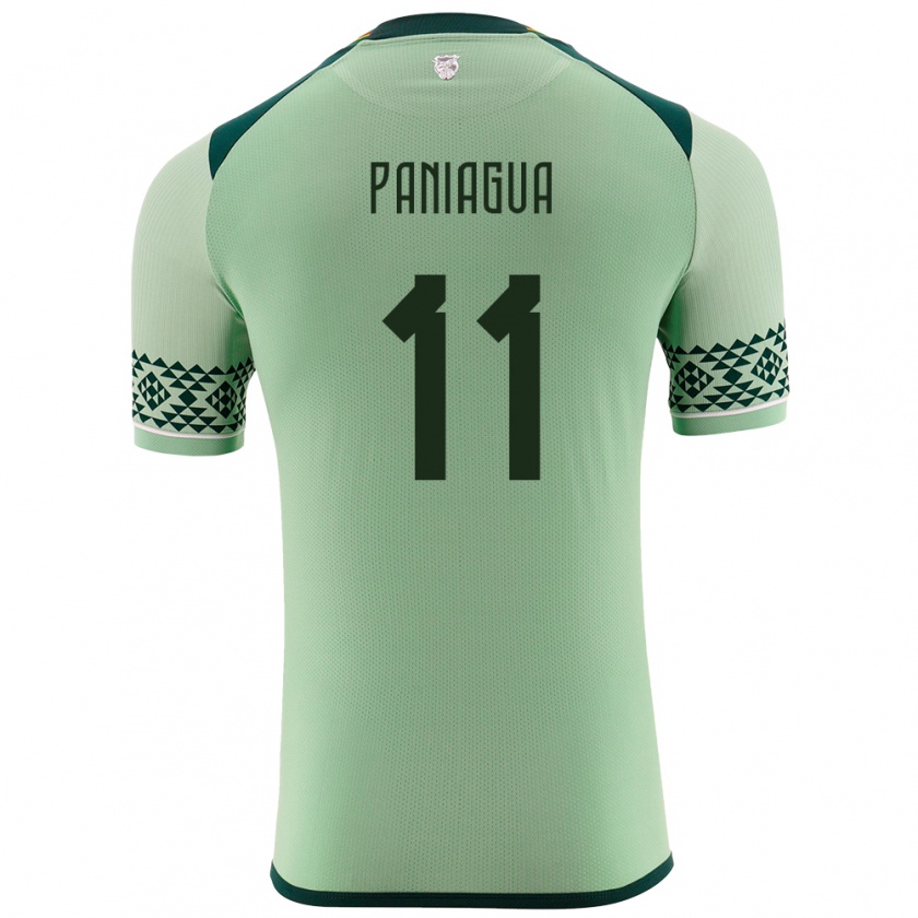 Kandiny Homme Maillot Bolivie Moises Paniagua #11 Vert Clair Tenues Domicile 24-26 T-Shirt