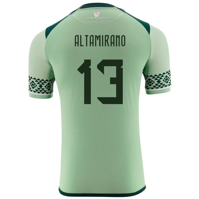 Kandiny Homme Maillot Bolivie Sebastian Altamirano #13 Vert Clair Tenues Domicile 24-26 T-Shirt