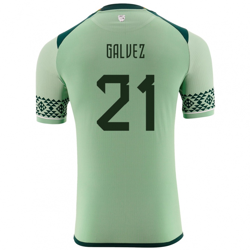 Kandiny Homme Maillot Bolivie Vladimir Galvez #21 Vert Clair Tenues Domicile 24-26 T-Shirt