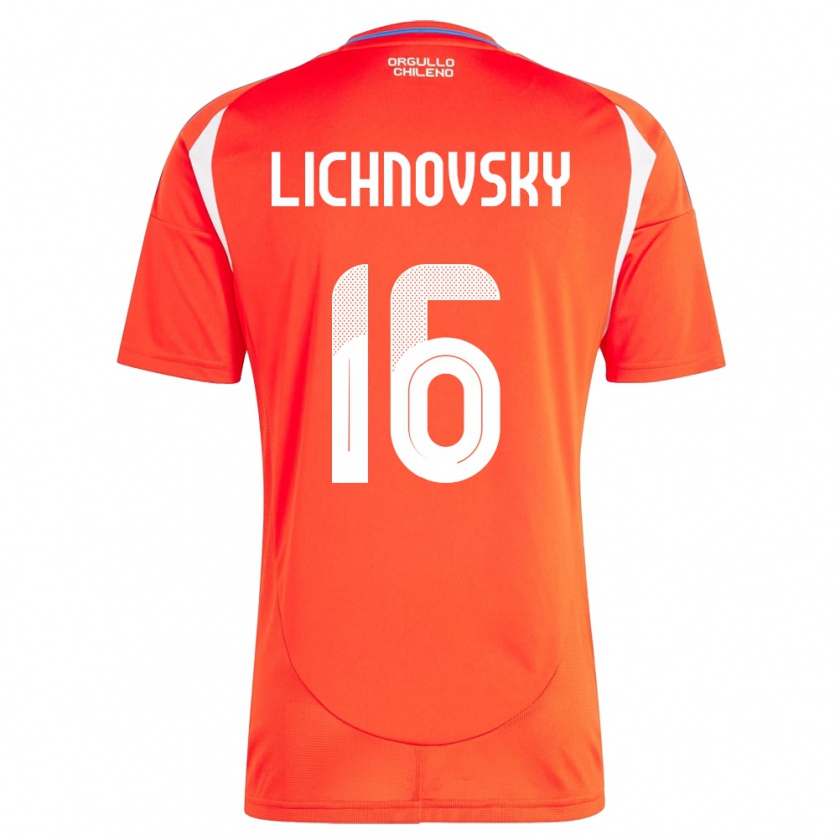 Kandiny Homme Maillot Chili Igor Lichnovsky #16 Rouge Tenues Domicile 24-26 T-Shirt