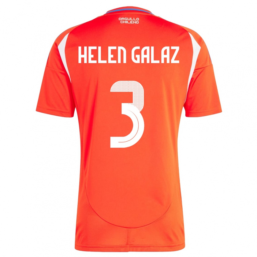 Kandiny Homme Maillot Chili Su Helen Galaz #3 Rouge Tenues Domicile 24-26 T-Shirt