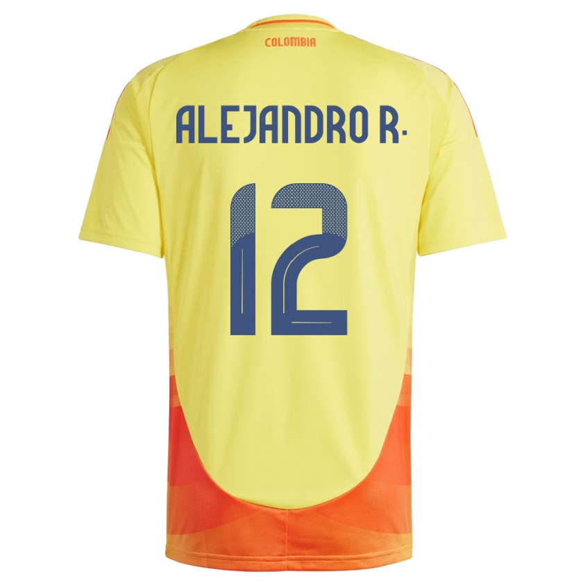 Kandiny Homme Maillot Colombie Alejandro Rodríguez #12 Jaune Tenues Domicile 24-26 T-Shirt