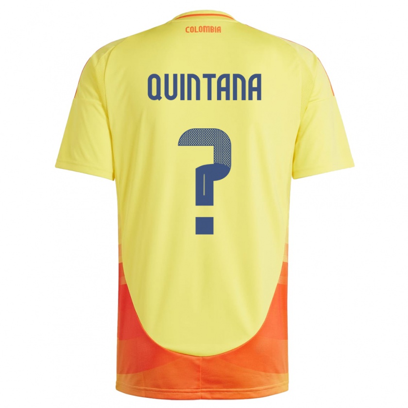 Kandiny Homme Maillot Colombie Juan Quintana #0 Jaune Tenues Domicile 24-26 T-Shirt