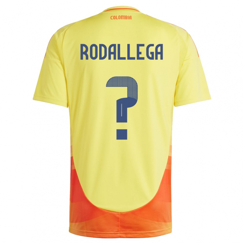 Kandiny Homme Maillot Colombie Johan Rodallega #0 Jaune Tenues Domicile 24-26 T-Shirt