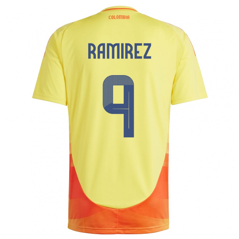 Kandiny Homme Maillot Colombie Mayra Ramírez #9 Jaune Tenues Domicile 24-26 T-Shirt